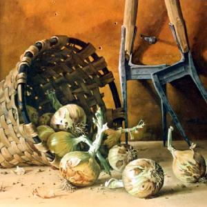Cesto con cebollas